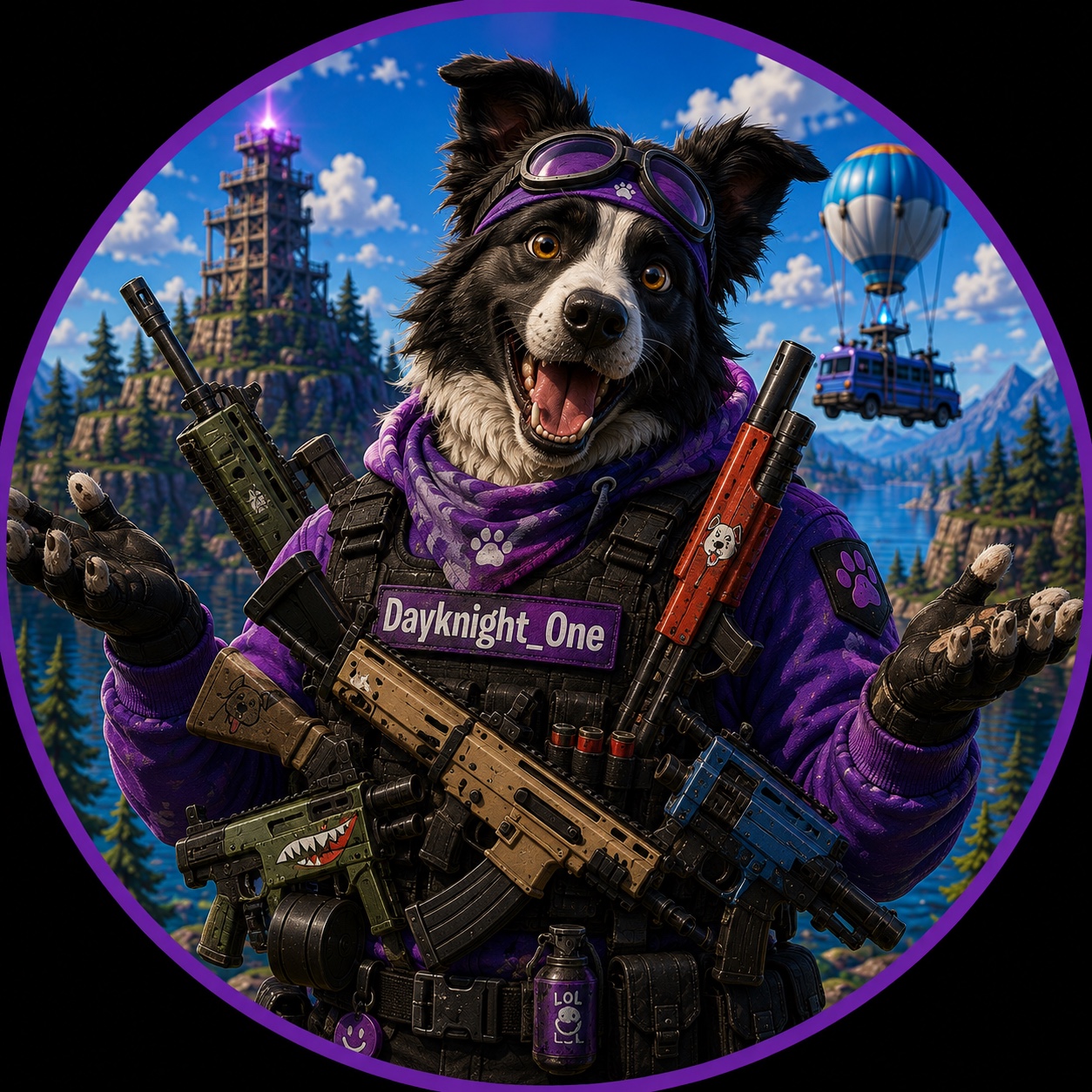 Profilbild för Dayknight_One med en imponerande samling vapen